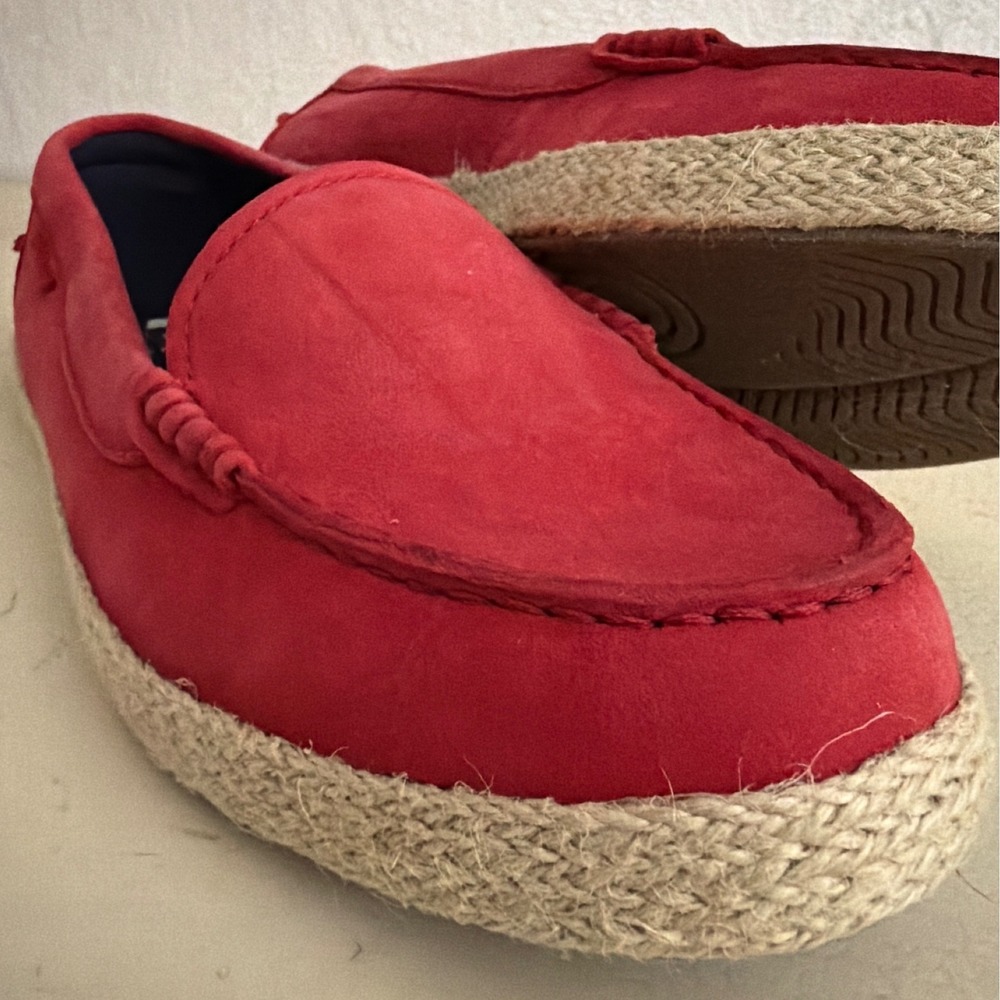Cole Haan‎ Womens 8B Red Suede Espadrille Slip On Loafers Red Driving Shoes